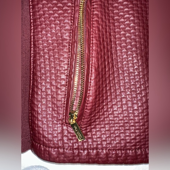 Calvin Klein Faux Leather Burgundy Jacket - Size XL - Picture 9 of 11